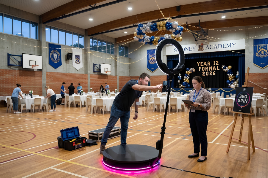 How Long Does 360 Photo Booth Setup Actually Take at a Sydney School Formal Venue?