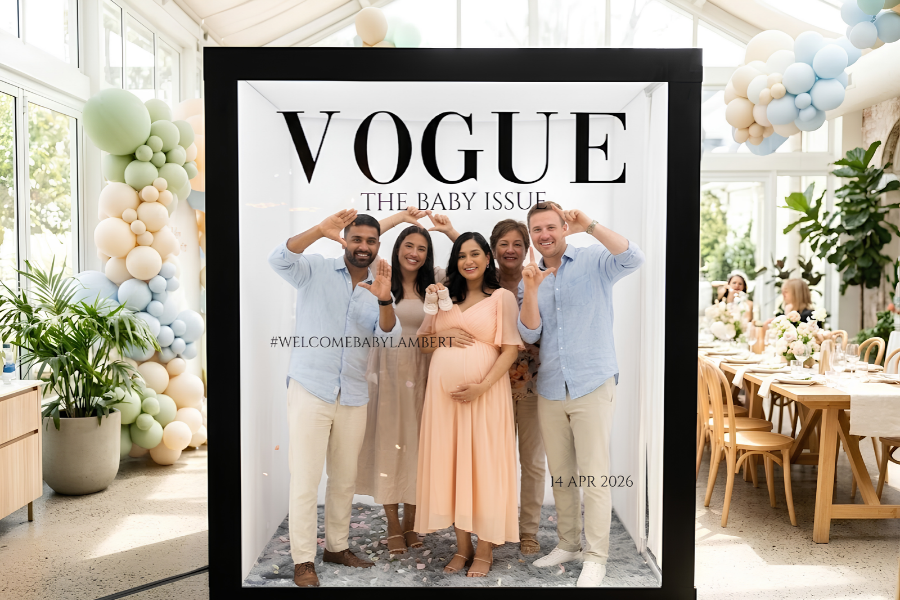 Magazine Cover Photo Booth for Sydney Baby Showers and Gender Reveals: A Playful Way to Announce the News