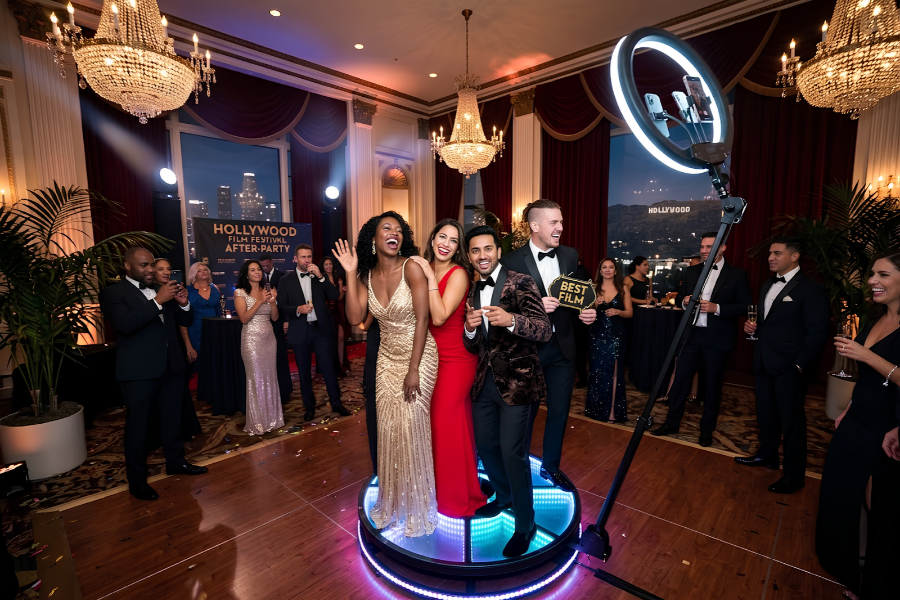 360 Photo Booth Christmas Party Lighting: Day or Night?