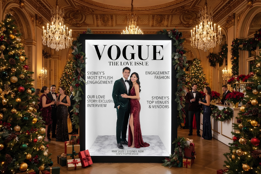 Magazine Cover Photo Booth for Sydney Corporate Christmas Parties: A Glam Upgrade From the Usual Backdrop